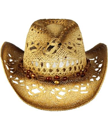 Saddleback Shapeable Toyo Straw Cowboy Hat with Beaded Trim Band - Natural, One Size - Buy Online on GoSupps.com