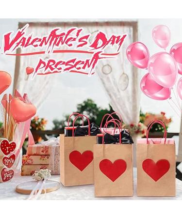 Qtynudy E 24 Pcs Valentines Day Candy Bags Goodie Bags with Handles Heart Love Paper Bags for Wedding and Valentine - Buy Online on GoSupps.com