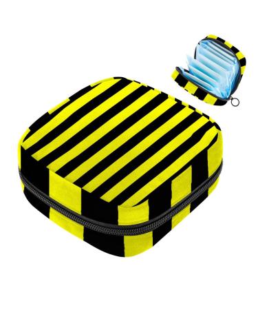 Storage bags for women's tapes stripes black yellow portable menstrual pad bag panty lores tampons women's bandages storage holder for women school office multicolored 08