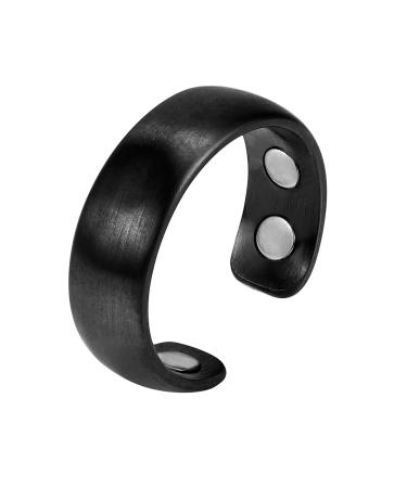 MagnetRX® Magnetic Therapy Pain Ring - Elegant Stainless Steel Ring for Pain Relief, Circulation, Healing & Arthritis Ring - Magnet Therapy Rings for Men (Black | Size: 8) Black Size: 8