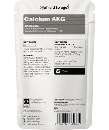 Buy Youth & Earth Calcium AKG 500mg (60 Capsules) Online - Boost Bone Health - Buy Online on GoSupps.com