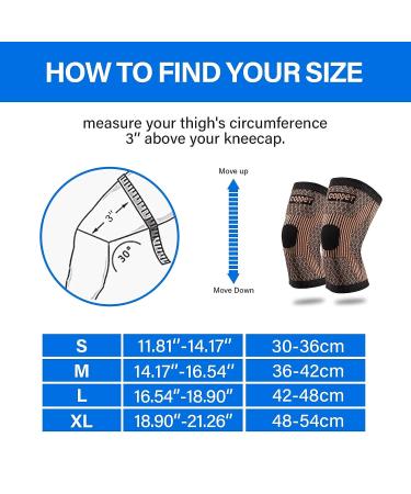 AA MASEDA Copper brace series-copper knee elbow and ankle brace worn on the joints copper ions compress and support the joints to relieve pain Can be used for sport arthritis (X-Large  Knee Brace) Knee Brace X-Large - Buy Online on GoSupps.com