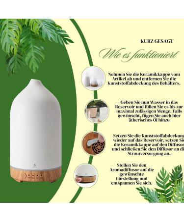 RECALMA Keramik Aroma Diffuser - White Essential Oil Diffuser with Adjustable Fog Timer & Ultrasonic Humidifier for Spa Bedroom & Office - Buy Online on GoSupps.com