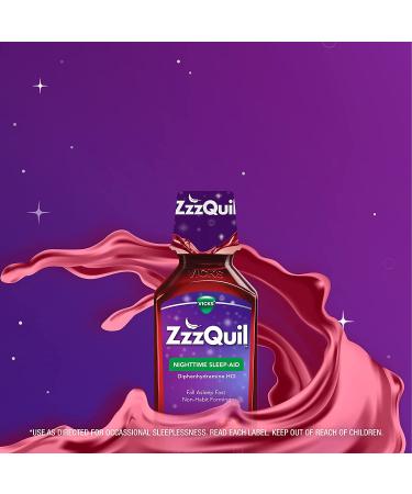 ZzzQuil Nighttime Sleep Aid Liquid - 50mg Diphenhydramine HCl - Vanilla Cherry Flavor - 12 FL OZ - Buy Online on GoSupps.com