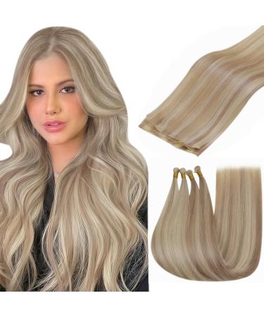 Hetto blond genius tress real hair extensions virgin real hair treat extensions a stucco ducking hair extension real hair ash blonde highlights bleached blond #18/613 45 cm 25g 4-3 VGHW #18/613
