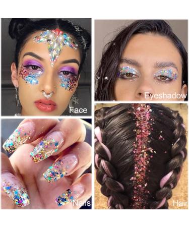 15 Colors Face & Body Glitter Gel - Long-Lasting Mermaid Sequins Chunky Glitter for Makeup, Hair, Nails - Aloe Vera Infused - Ideal for Festivals & Parties - 52.5g - Buy Online on GoSupps.com