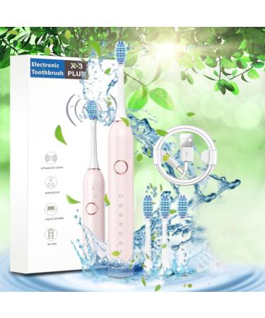 Rechargeable Electric Toothbrush with 4 Brush Heads & 6 Cleaning Modes Electric Toothbrush for Adults Portable Electric Toothbrush Brushing Modes for Home Office & Travel Electric (Pink One Size) - Buy Online on GoSupps.com