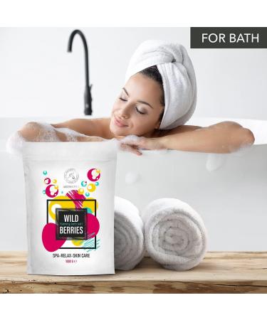 Wild Berries Foaming Bath Sea Salt 35 Oz - Relaxing Bubble Bath with Almond & Grape Seed Oil for Aromatherapy Soak - Buy Online on GoSupps.com