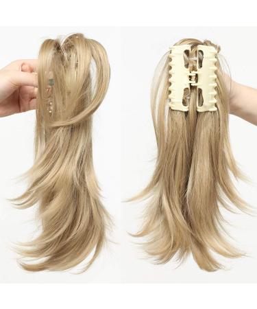 Women Ladies Claw On Ponytail Clip In Hair Extenions 12" Inch Messy Adjustable Wavy Curly Hairpieces Bendable - Ash Blonde(Weight:95g) - Buy Online on GoSupps.com