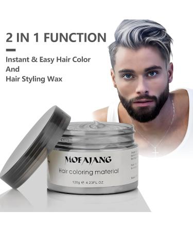 Silver Gray Hair Wax Pomade 4.23 oz - Natural Hair Coloring Clay for Cosplay Party - Pack of 1 - Buy Online on GoSupps.com