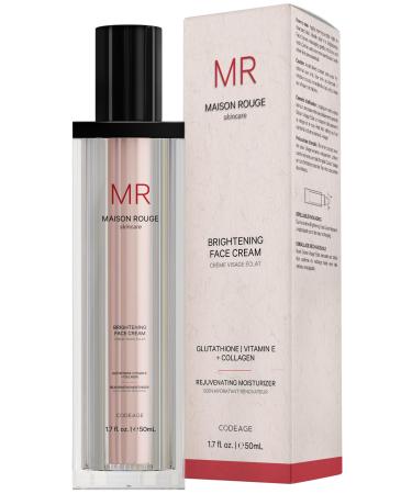 Codeage Maison Rouge Brightening Face Cream Glutathione Cream Collagen Peptides Vitamin E CoQ10 Radiance & Antioxidant Complex Refillable Paraben- Free All Skin Types 1.7 fl oz Face Cream - 1.7 fl oz
