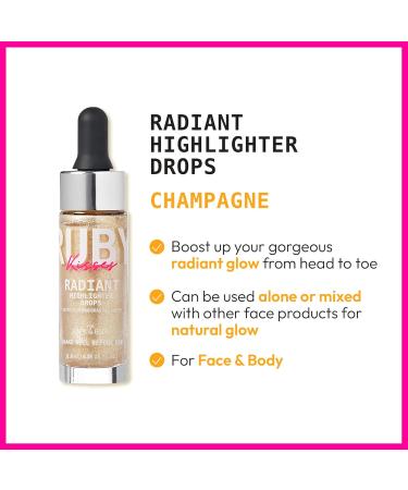 Ruby Kisses Radiant Drops - Champagne Shimmer Liquid Highlighter for Natural Glow | 0.39 Fl Oz | Buy Internationally - Buy Online on GoSupps.com