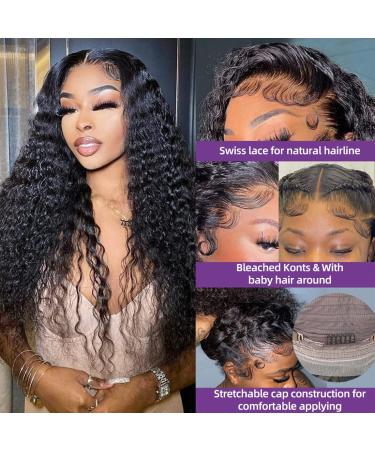 22 Inch Water Wave Lace Front Human Hair Wig 180% Density | HD Transparent Lace Frontal Wig for Women | Wet and Wavy Glueless Pre Plucked Wig - Buy Online on GoSupps.com