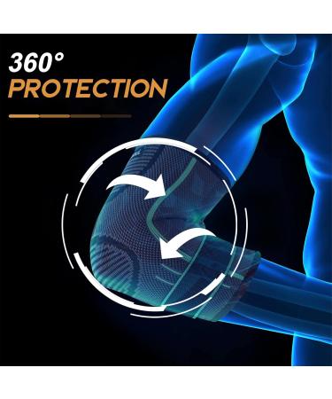 Elbow Brace for Tendonitis & Tennis Elbow - Compression Sleeve with Adjustable Strap for Men & Women | Support for Weightlifting & Workouts - Green Medium (1 Pair - Buy Online on GoSupps.com