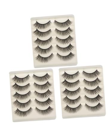 FRCOLOR 15 Pairs of 3D Eyelashes Volume False Eyelashes False Eyelashes for Women Soft Light Fake Eyelashes Stripes Long Thick Eyelashes Gentle Adhesive 5D