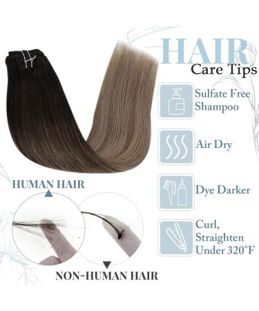 Runatur Real Hair Clip-In Extensions Ombre Brown 45cm - 7Pcs 120g Human Hair #2/6/18 - Balayage Style - Buy Online on GoSupps.com