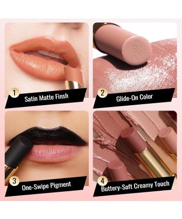 Oulac Set of 3 lipsticks matte and satin finish red and black liquid matte lipstick creamy lipstick highly pigmented long lasting vegan SG01+SG07+M23 - Buy Online on GoSupps.com
