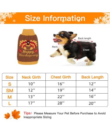 HUMLANJ Thanksgiving Knitted Dog Turtleneck Sweater - Warm Turkey Pullover for Puppy - Leash Hole - Small-Medium Sizes - Buy Online on GoSupps.com