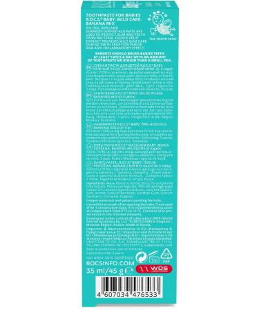 R.O.C.S. Baby Banana Mix - Natural Fluoride-Free Toothpaste for Babies - Vegan & Safe to Swallow - Buy Online on GoSupps.com