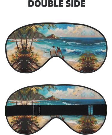 Romantic Beach Print Eye Mask | Ultra-Soft Light-Blocking for Restful Sleep | Ideal for Comfort | International Shipping Available - Buy Online on GoSupps.com