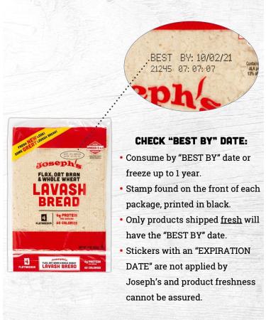 Joseph's Lavash Bread Value 3-Pack - Flax Oat Bran & Whole Wheat - Reduced Carb - Fresh Baked - 12 Flatbreads Total - Buy Online on GoSupps.com