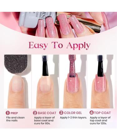 MIZHSE Pink Gel Nail Polish Shimmery Rose Jelly Color Natural Gel Polish Glitter Sparkle Pink Nail Gel 12ML Soak off UV LED for Home Salon DIY BV006 - Buy Online on GoSupps.com