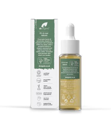 Dr Organic Ageless Overnight Recovery Oil - Moisturizing Seaweed Formula for Fine Lines & Wrinkles - Natural Vegan & Cruelty-Free - 30ml - Buy Online on GoSupps.com