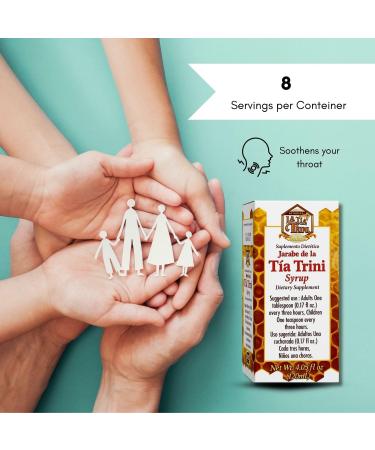 Jarabe de la T a Trini con Miel Pura (Syrup with Pure Honey) - Dietary Supplement - 4.05 fl oz (120 ml) - Mullein Propolis Eucalyptus Anacahuite & Mint(prop leo eucalipto Mirra gordolobo & mas) - Buy Online on GoSupps.com