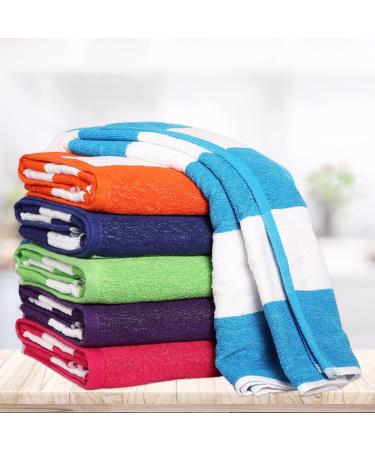 BolBom 6 Piece 100% Cotton Cabana Stripe Beach Towel Set - Oversize 30x60 | Quick Dry & Absorbent Towels for Bath, Travel, Swim, Pool, Yoga, Hotel | Lightweight & Perfect for Daily Use - Buy Online on GoSupps.com