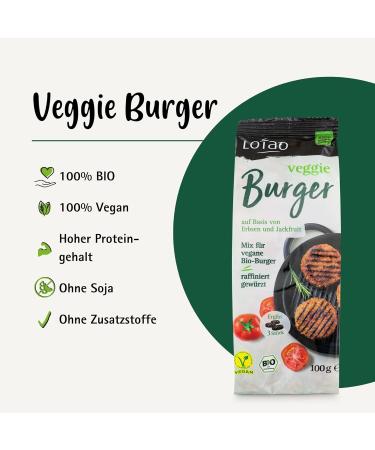 Soy-Free Lotao Veggie Burger Mix - 3x100g | Vegan Pea Protein & Jackfruit Patties | Organic Additive-Free Quick & Delicious Vegan Food - Buy Online on GoSupps.com