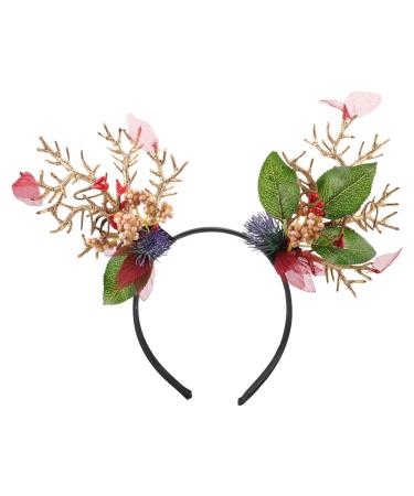 Uonlytech Antler Headband Christmas Hair Accessory Christmas Headband Hair Bands Xmas Party Headwear Christmas Reindeer Headband Xmas Party Headband Clothing Hairpin Fabric (polyester)