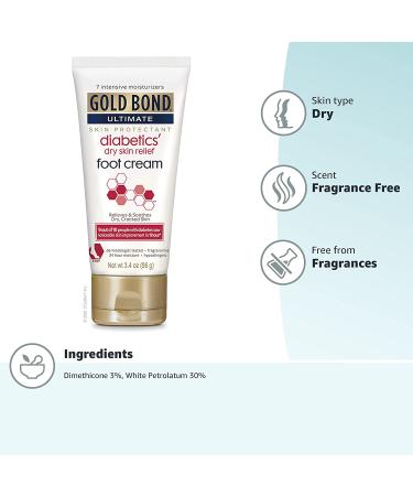 Gold Bond Ultimate Diabetics' Dry Skin Relief Foot Cream 3.4 oz - Soothes Skin Discomfort - Buy Online on GoSupps.com