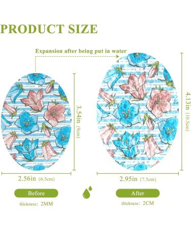 3-Pack Cleaning Kitchen Sponges Oval Blue Flowers Stripes Kitchen Cellulose Dishwashing Wood Pulp Cotton - Buy Online on GoSupps.com