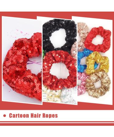 Red Sequin Hair Ties - 4pcs Christmas & Valentine's Day Elastic Ponytail Holders for Women & Girls - Buy Online on GoSupps.com