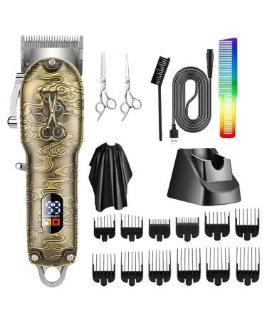 Pro Hair Clipper USB Rechargable Hair Trimmers LCD All Metal Body Hair Clippers Professional Barber Electric Cutter Charging Base