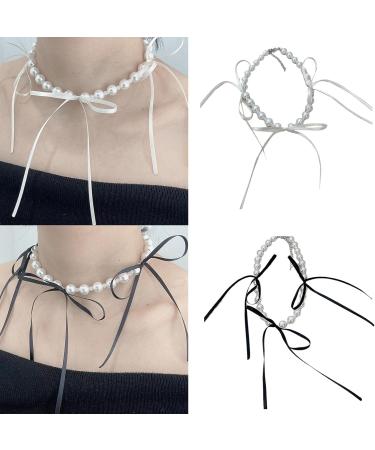 Buy OralGos Fashion Women's Ribbon Necklace | Elegant Bow & Pearl Pendant | Unique Fringe Design - International Shipping Available - Buy Online on GoSupps.com