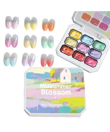 Gradient Paint Gel 9 Color Gradient Paint Gel No UV LED Drying Wiped Off Long-Lasting Design Multicolor Blending Art Soft Solid Texture 2.5g For Salon Beauty