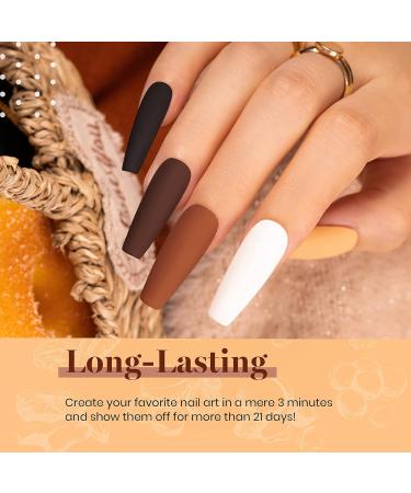 Beetles Gel Nail Polish Set - Roasted Chestnuts Collection: 6 Fall/Winter Colors in Chocolate Brown, Khaki, Gold Glitter & Yellow Beige - Mother's Day Gift - Buy Online on GoSupps.com