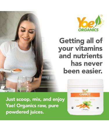 Yae Organics Carrot Juice Powder - 100% Pure Organic Superfood Supplement (14.4oz) - Healthy Nutrition with Minerals and Antioxidants - 40 Servings - Buy Online on GoSupps.com