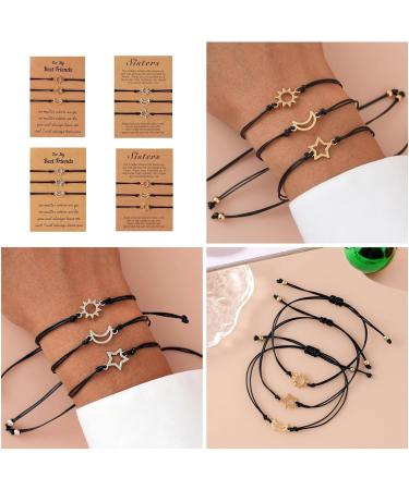 Buy Oralgos Silver Friendship Bracelets - Hand-Woven Sun Moon Star Designs | Adjustable Sister Jewelry - Buy Online on GoSupps.com