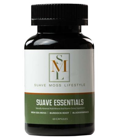 Suave Moss Lifestyle | Natural Sea Moss Turmeric Bladderwrack & Burdock Root Capsules | 60 Capsules | Gluten Free Vegan Non GMO Sea Moss Capsules