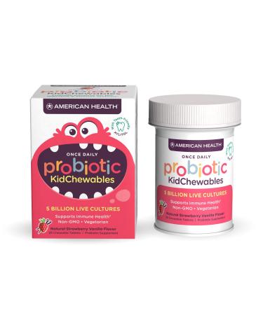 American Health Probiotic KidChewables Natural Strawberry Vanilla Flavor 5 Billion Live Cultures  30 Chewable Tablets