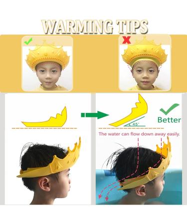 Baby Shower Cap Bathing Cap Kids Ear Protective Caps Soft Silicone Adjustable Waterproof Crown Shape Bath Visor Hat Safe Shampoo Shower Bathing Protection Bath Cap Washing Hair for Prevent Water and Foam into Eyes Ears Face for Toddler Baby Kids Children  - Buy Online on GoSupps.com