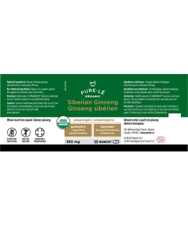 USDA Organic Siberian Ginseng (Eleuthero) 60 Organicaps - Organic Extra Strength Root Supplement for Strong Immunity Great Physical Shape Energy Stamina Endurance and Protection for Men & Women - Buy Online on GoSupps.com