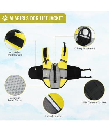 Alagirls Dog Life Jacket | Puppy Rescue Vest for Small & Medium Dogs | Secure & Stylish Yellow Pet Vest for Swimming Pool & Boating (40-50cm Chest) - Buy Online on GoSupps.com