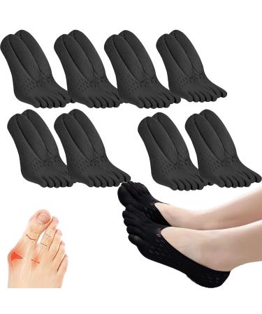 Orthoes Bunion Relief Socks Projoint Antibunions Health Sock Strongjoints Bunion Relief Socks Orthotoe Compression Socks Five Finger Socks (8Pairs-Black)
