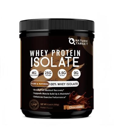 NATURE TARGET Chocolate Protein Powder - Whey Isolate Protein Powder with 100% Grass-Fed Whey 0g Sugar 300g Chocolate 10.6 Ounce (Pack of 1)