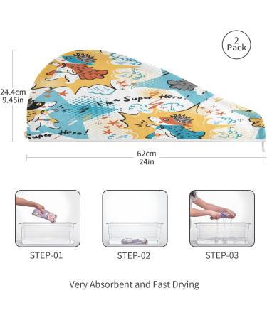 Super Hero Hedgehog Quick Dry Hair Cap Set | 2-Piece Absorbent Towel & Button Headband - Soft & Comfortable - Buy Online on GoSupps.com