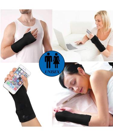 Carpal Tunnel Night Wrist Brace - Adjustable Cushioned Support for Left & Right Hands Relieve Wrist Pain Black - Buy Online on GoSupps.com