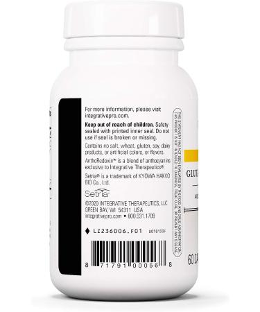 Integrative Therapeutics Glutathione Cell Defense Capsules - 400mg Reduced Glutathione with L-Cysteine, Anthocyanins, Elderberry Concentrate - 60 Capsules - Buy Online on GoSupps.com